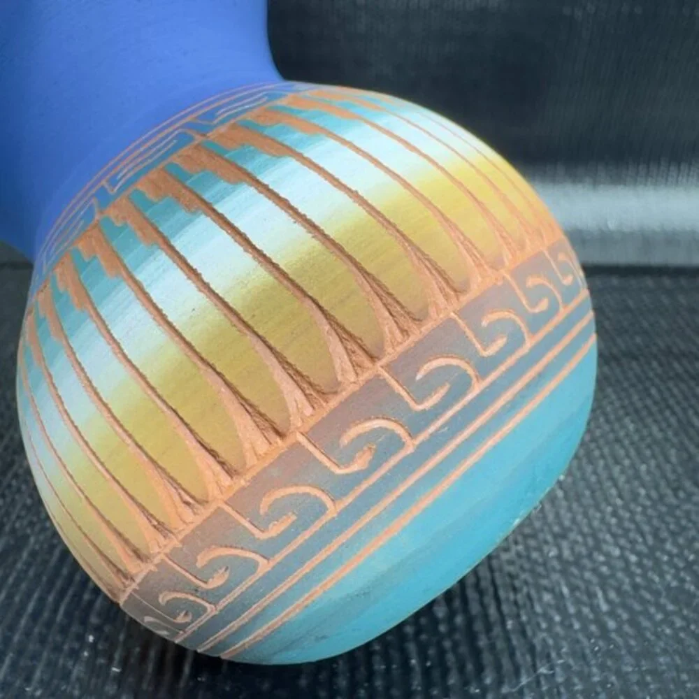 Native American Navajo Indian‎ Hand Etched Bud Vase Hand Made Artist Signed 2003